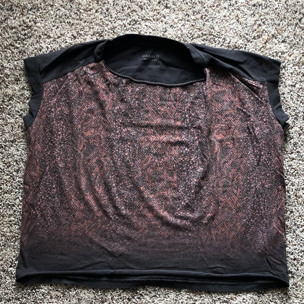 All Saints Pina T-Shirt with Snake Skin Pattern